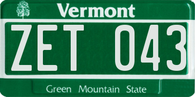 VT license plate ZET043