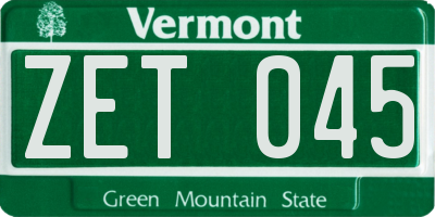VT license plate ZET045