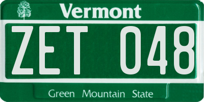 VT license plate ZET048