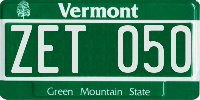 VT license plate ZET050