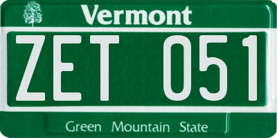 VT license plate ZET051