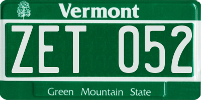 VT license plate ZET052