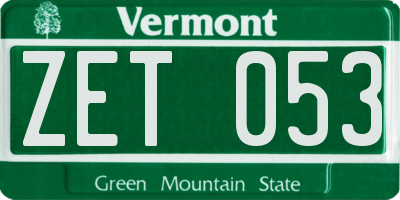 VT license plate ZET053