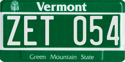 VT license plate ZET054
