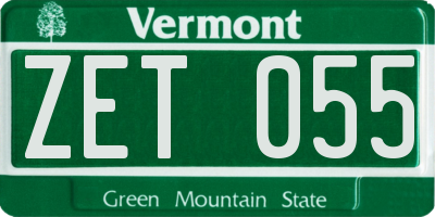 VT license plate ZET055