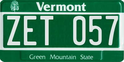 VT license plate ZET057