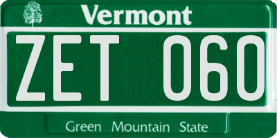 VT license plate ZET060