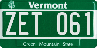 VT license plate ZET061