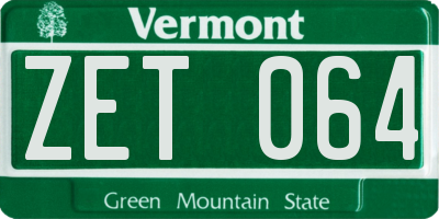 VT license plate ZET064