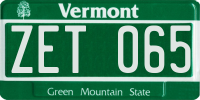VT license plate ZET065