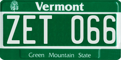 VT license plate ZET066