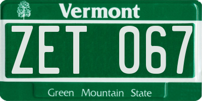 VT license plate ZET067