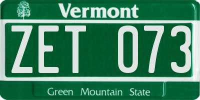 VT license plate ZET073