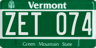 VT license plate ZET074