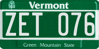 VT license plate ZET076