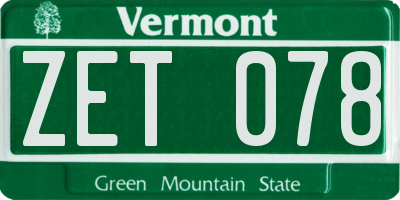 VT license plate ZET078