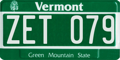VT license plate ZET079