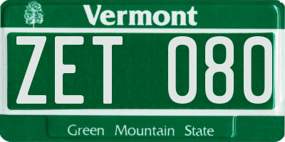 VT license plate ZET080