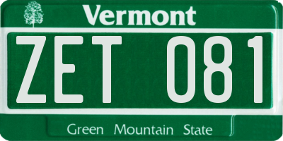 VT license plate ZET081