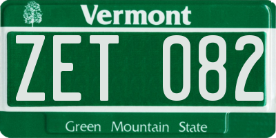 VT license plate ZET082
