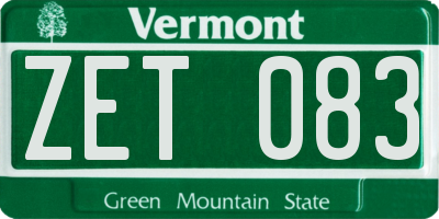 VT license plate ZET083