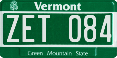 VT license plate ZET084