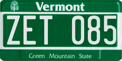VT license plate ZET085