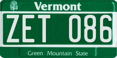 VT license plate ZET086