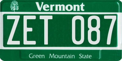 VT license plate ZET087
