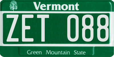 VT license plate ZET088