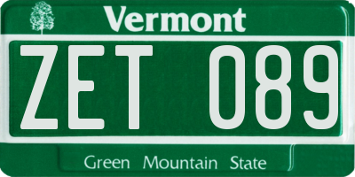 VT license plate ZET089