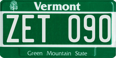 VT license plate ZET090