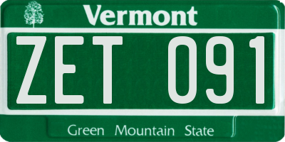 VT license plate ZET091