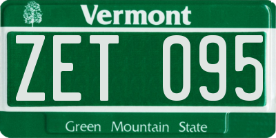 VT license plate ZET095