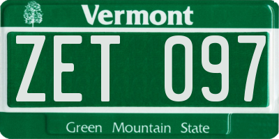VT license plate ZET097