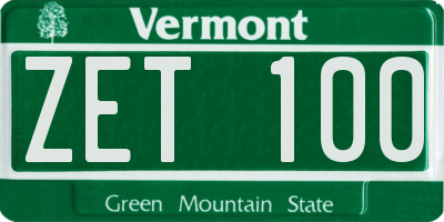 VT license plate ZET100