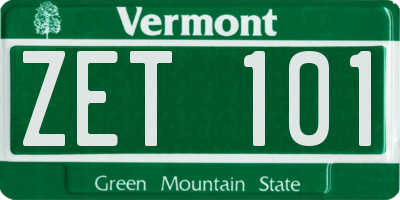 VT license plate ZET101