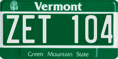 VT license plate ZET104