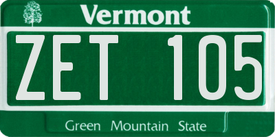VT license plate ZET105