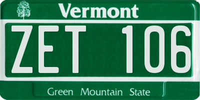 VT license plate ZET106