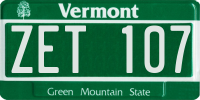 VT license plate ZET107