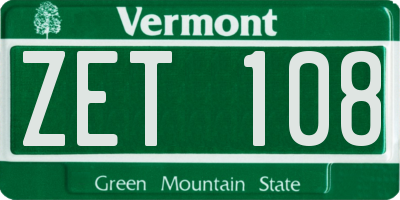 VT license plate ZET108