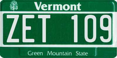 VT license plate ZET109