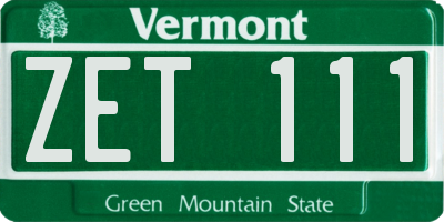 VT license plate ZET111