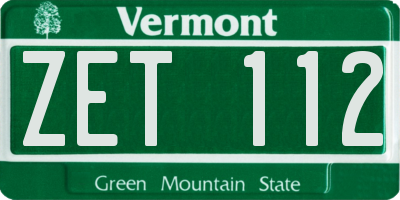 VT license plate ZET112