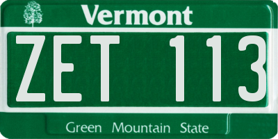 VT license plate ZET113