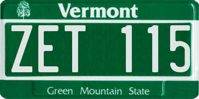 VT license plate ZET115