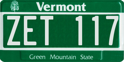VT license plate ZET117