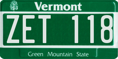VT license plate ZET118