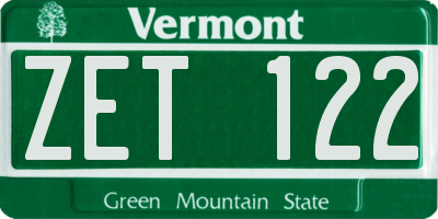 VT license plate ZET122